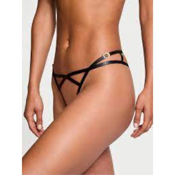💗👙Victoria's Secret faux leather high-leg crotch-less panty 👙💗 - Picture 2 of 6